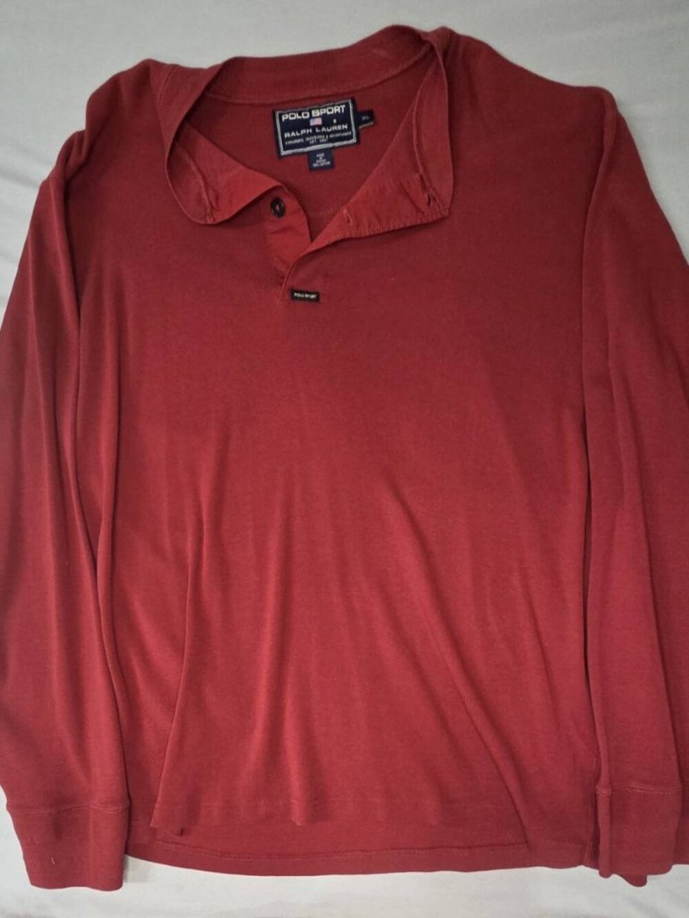 Polo Sport Ralph Lauren Burgundy Ribbed LS Polo XL